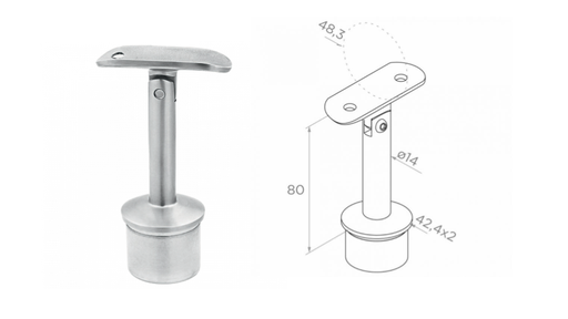 [i06.02C1.4BS] Handrail fitting - adjustable 48,3 h80 D42,4x2 AISI 304