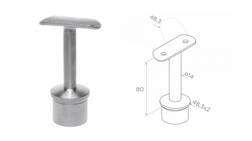 [i06.02C2.4CS] Handrail holder 48,3 h80 D48,3x2 AISI 304