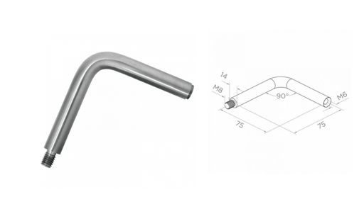[i08.5140.4US] Soporte de pasamanos D14 H75/75 M8/M6 AISI 304