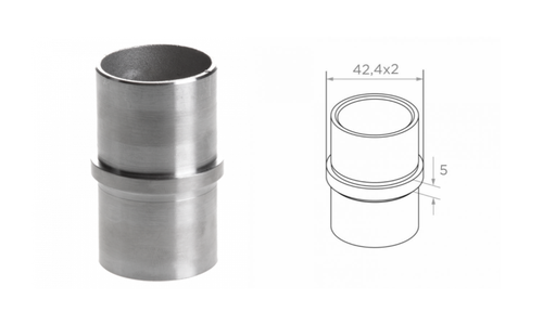[i13.0601.4BS] Balustrādes savienotājs 42,4X2 mm h5 mm AISI 304, Satin