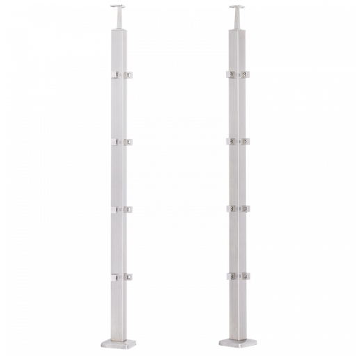 [i31.3174.4ES] INOX Margu statnis, stūra, ar šķērstieņu turētājiem, 40x40 H1060mm, AISI 304
