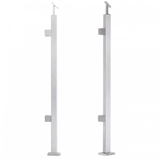 [i31.2461.4ES] INOX стойка для стеклянных перил, 2 стеклодержателя, 40x40мм H960мм, AISI 304