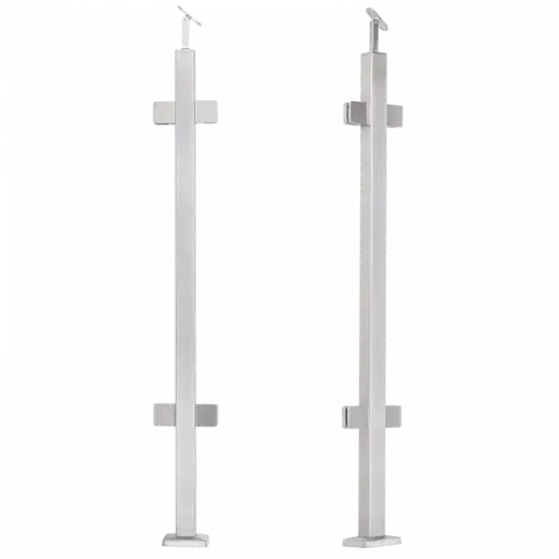 [i31.2462.4ES] INOX post for glass railings, 4 glass holders, 40x40mm H960mm, AISI304
