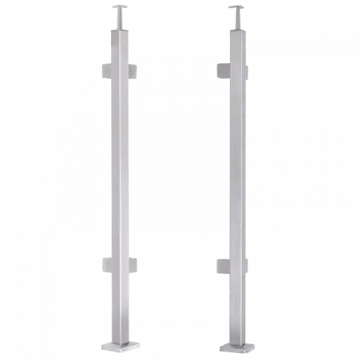 [i31.2463.4ES] INOX Stikla Margu statnis, stūra, ar 4 stikla turētājiem, 40x40 H960mm, AISI 304