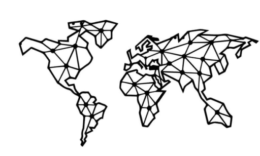 [D14.013] World Map - metal wall decoration 640 x 1200 mm