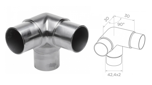 [i13.0801.4BS] Flush angle 42,4x2 mm h30, AISI 304 Satin