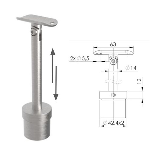 [i06a/0715-242] Soporte de pasamanos D42,4 
