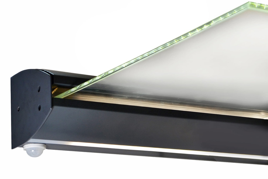 [i75.ETP1.AUR] Alumīnija profils stikla nojumei ar LED gaismu, komplekts L1400 mm (RAL 7016)