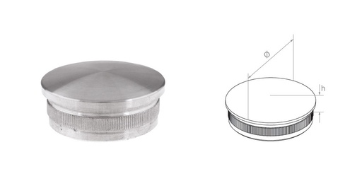 [i11.0101.4BS] Convex end cap 42,4x2 h7 Satin (AISI 304)