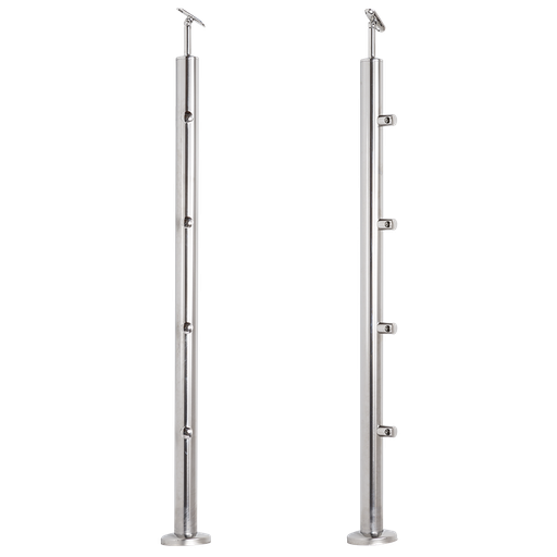 [i31.1728.4BP] INOX Margu statnis, ar 4 šķērstieņa turētājiem D42,4 H960 AISI 304 (Pulēts)
