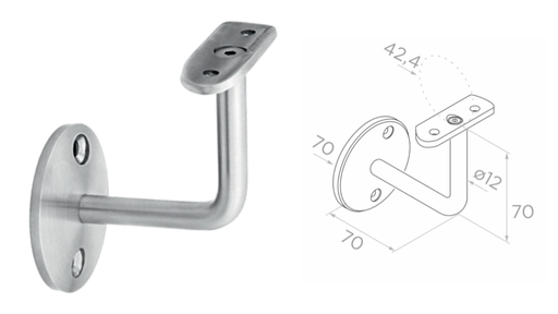 [i05.0101.4BS] Handrail holder 42,4 D70 (AISI 304 Satin) 