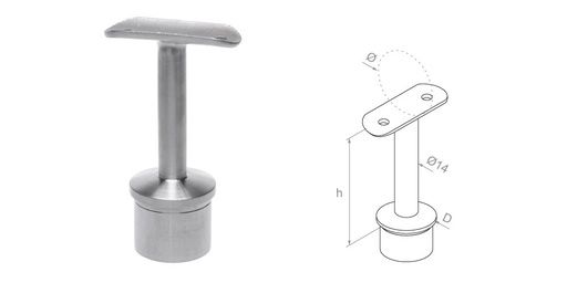 [i06.02B2.4BS] Soporte de pasamanos 42,4 h80 D42,4x2 AISI 304, Satin