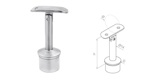 [i06.02B1.4BS] Soporte de pasamanos 42,4 h80 D42,4x2 AISI 304, Satin