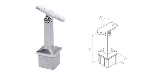 [i06.05B3.4ES] Handrail holoder h81 D40x40x2 AISI 304