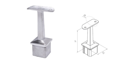 [i06.05B4.4ES] Soporte de pasamanos h81 D40x40x2 AISI 304