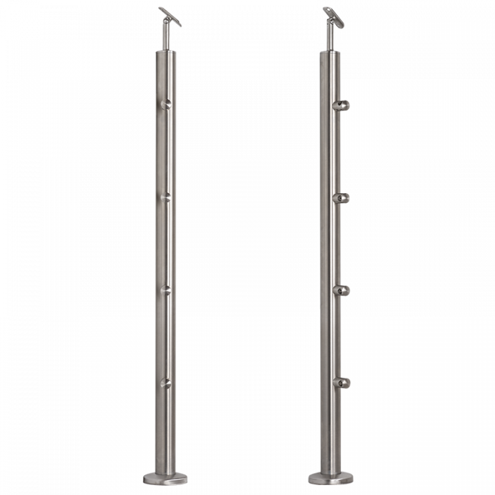 [i31.1606.4BS] INOX Margu statnis, ar 4 šķērstieņa turētājiem, slīpēts D42,4 H960mm, AISI 304