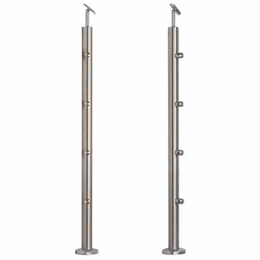 [i31.1606.4BS] INOX Margu statnis, ar 4 šķērstieņa turētājiem, slīpēts D42,4 H960mm, AISI 304