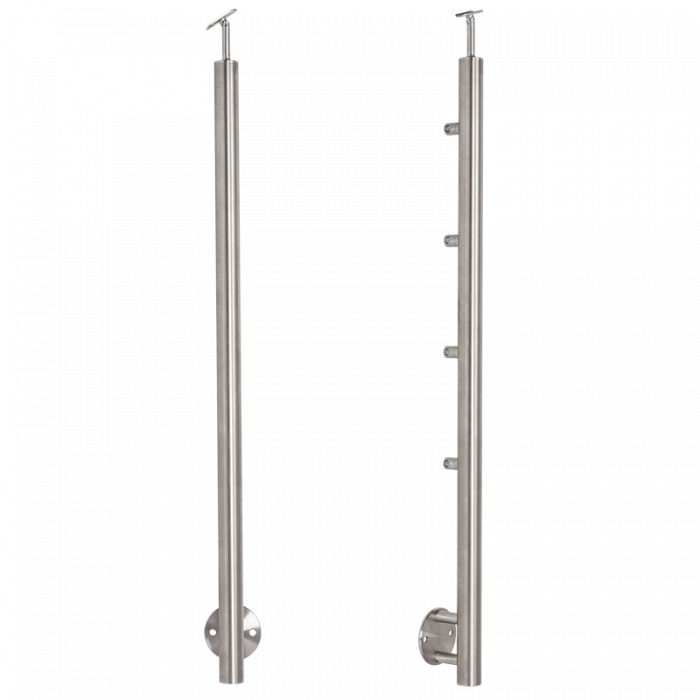 [i31.4246.4BS] INOX Margu statnis, ar 4 šķērstieņu turētājiem, D42,4 H1130mm, AISI 304