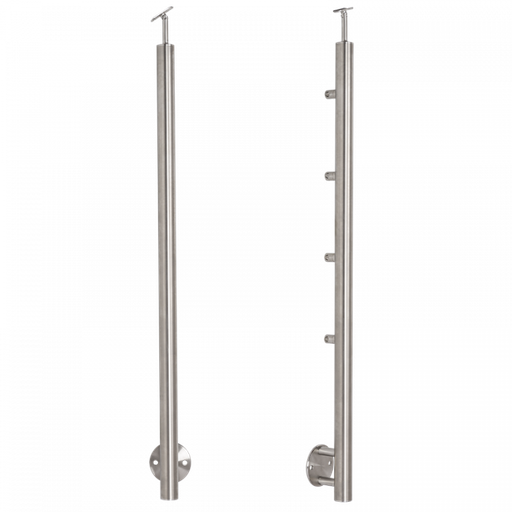 [i31.4246.4BS] Pass-through stainless steel balustrade post D42,4 / H1130mm, 4 handles, ground