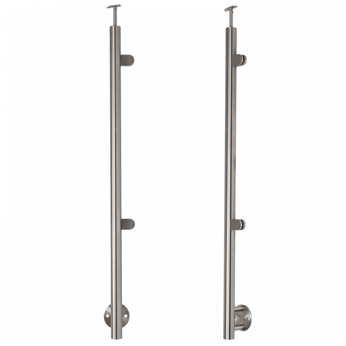 [i31.1911.4BS] INOX Stikla Margu statnis, labajā pusē 2 stikla turētāji, D42.4  H1230mm, AISI 304