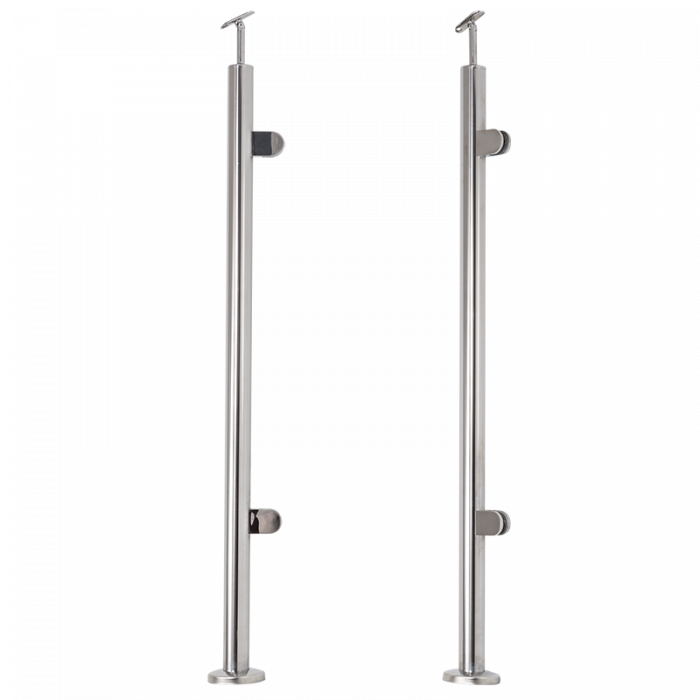 [i31.1904.4BP] Central balustrade post, central stainless steel D42.4 / H1060 mm, 2 handles, polished