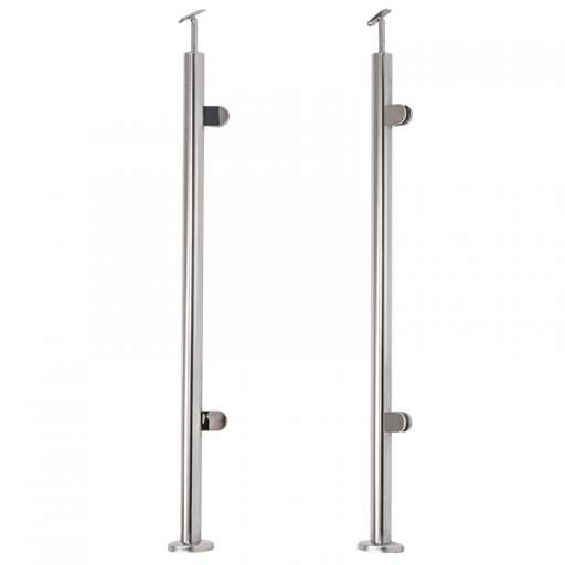 [i31.1904.4BP] INOX Stikla Margu statnis, labajā pusē 2 stikla turētāji,  D42.4 H1060mm, AISI 304 (Pulēts)