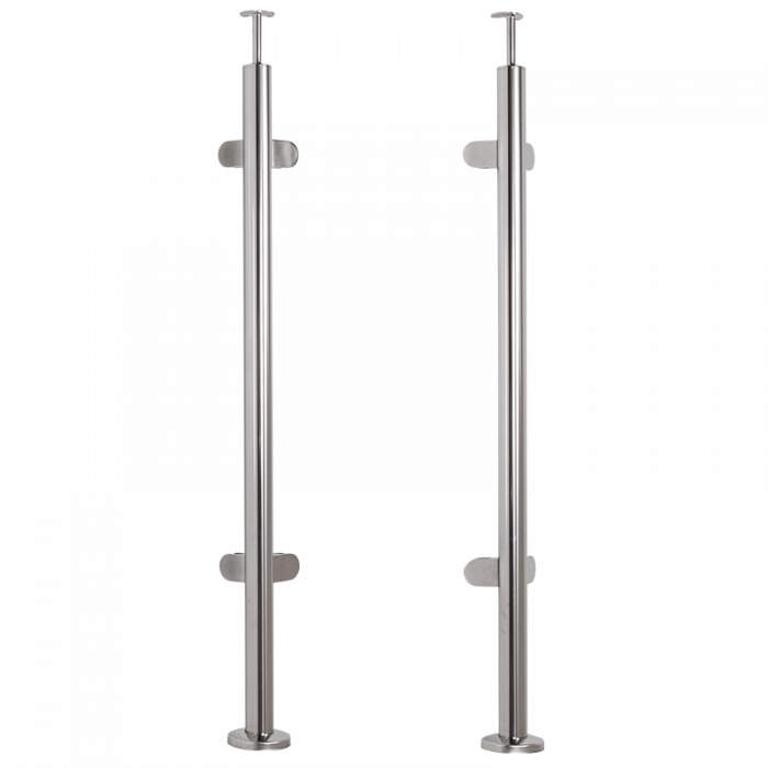 [i31.1902.4BP] Central balustrade post, central stainless steel D42.4 / H1060 mm, 2 handles, polished