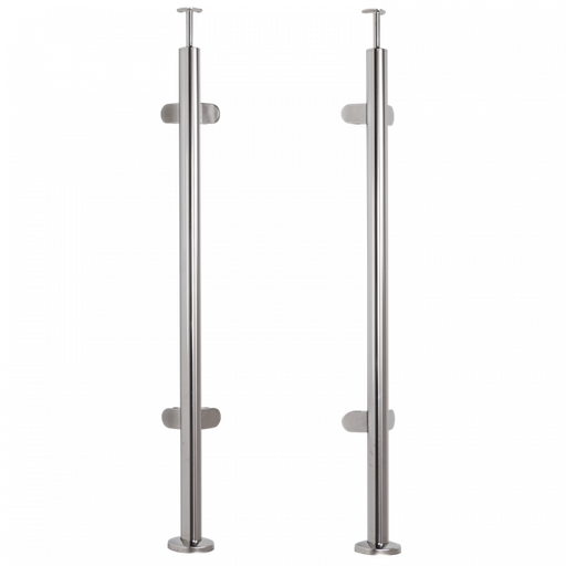 [i31.1902.4BP] Central balustrade post, central stainless steel D42.4 / H1060 mm, 2 handles, polished