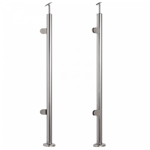 [i31.1900.4BP] INOX Stikla Margu statnis, kreisajā pusē 2 stikla turētāji, D42.4 H1060mm, AISI 304 (Pulēts)