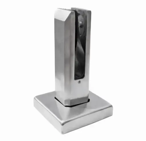 [i04.5801.4US] Glass holder h182 50x50mm, for t12 - 17,52mm glass, AISI 304 Satin