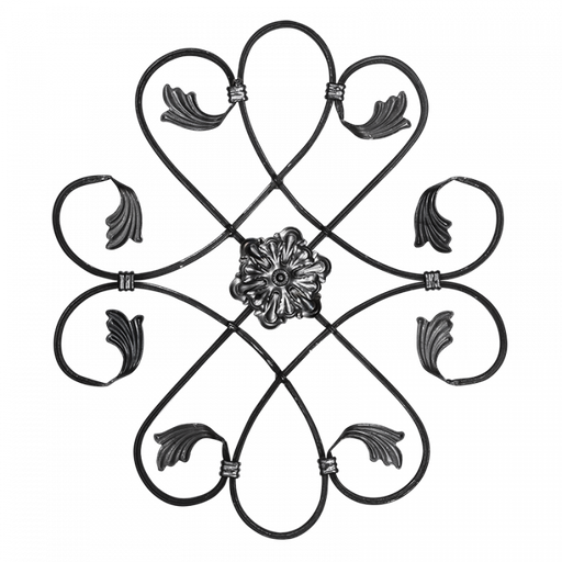 [K13.026] Forged steel rosette 16x8 mm H590 x L510 mm