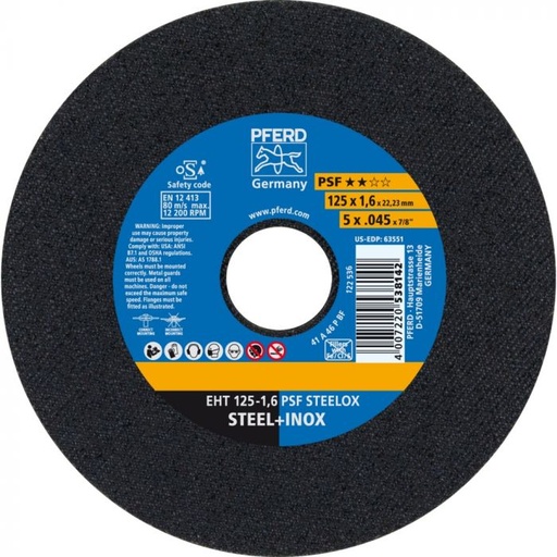 [PF.61721100] PFERD Disco de corte 125x1mm ( inox & para metales)
