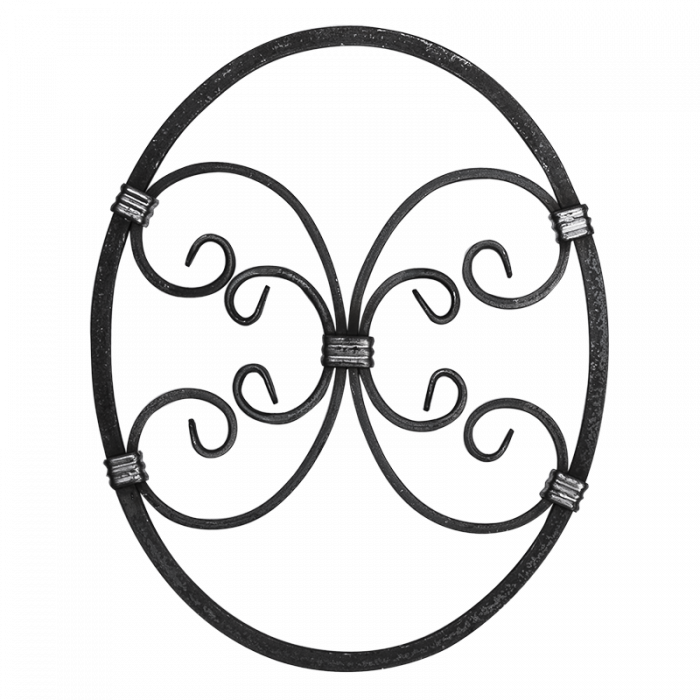 [K13.006] Forged rosette 12x12 mm 12x6 mm H375 x L300 mm