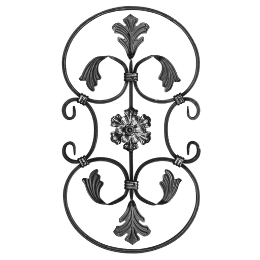 [K13.048] Forged rosette 16x8 mm H530 x L300 mm