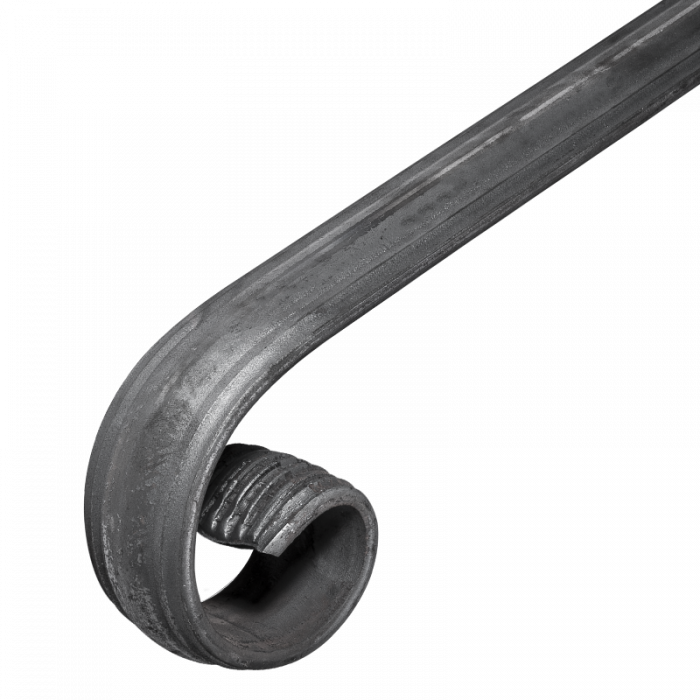[K30.002.01] Forged steel handrail ending 50x14 mm H100 x L350 mm