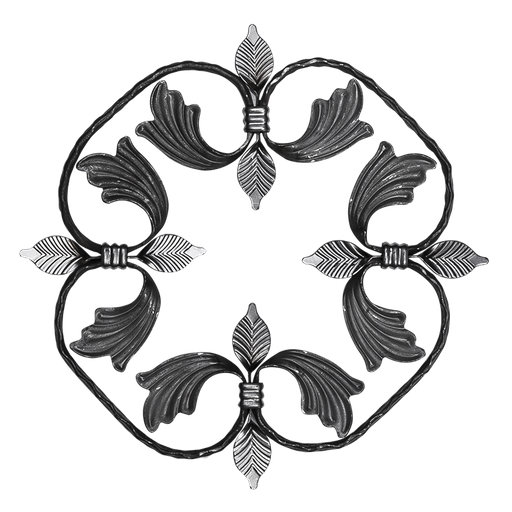 [K13.008] Forged steel rosette 12x6 mm H295 x L295 mm